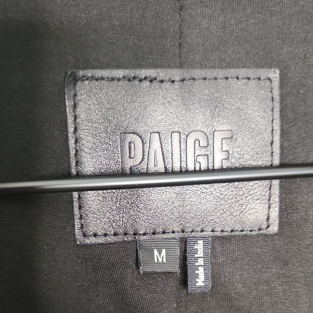 PAIGE Black Leather Jacket with Suede And Zipper Details Size Medium - Picture 3 of 9